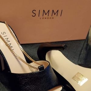 SIMMI  Jamila Black Snake Print Stiletto Mule